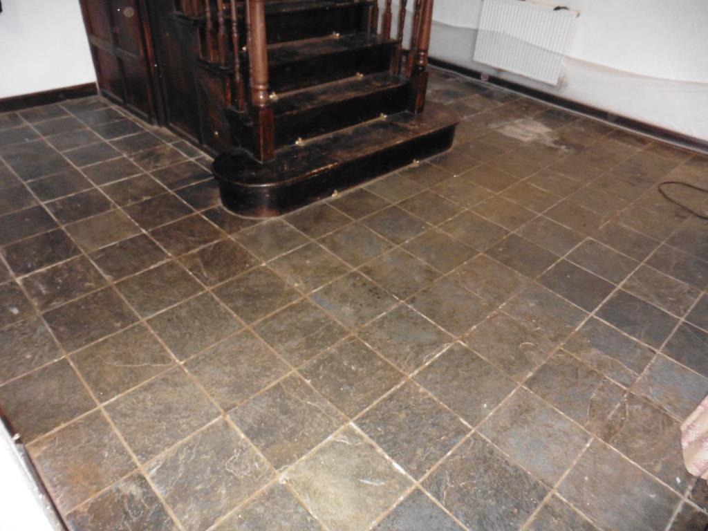 Riven Slate Tiled Floor Ince Before Cleaning