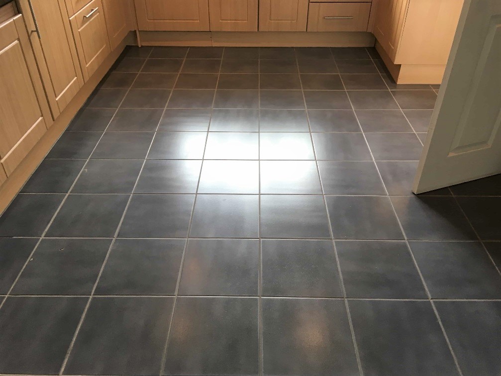 Ceramic Tiled Kitchen Floor After Grout Cleaning in Childs Ecrall