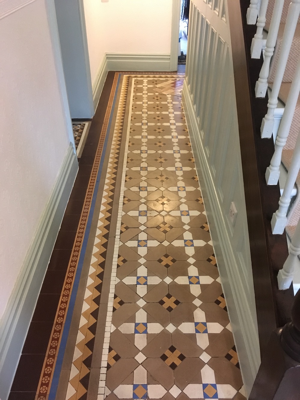 Victorian Tiled Floor Before Cleaning Oswestry