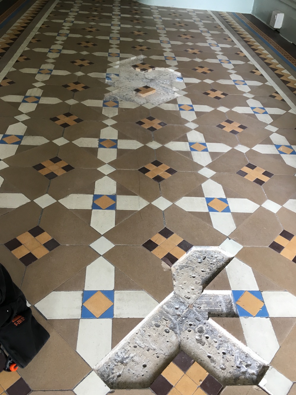 Victorian Tiled Floor During Repair Oswestry