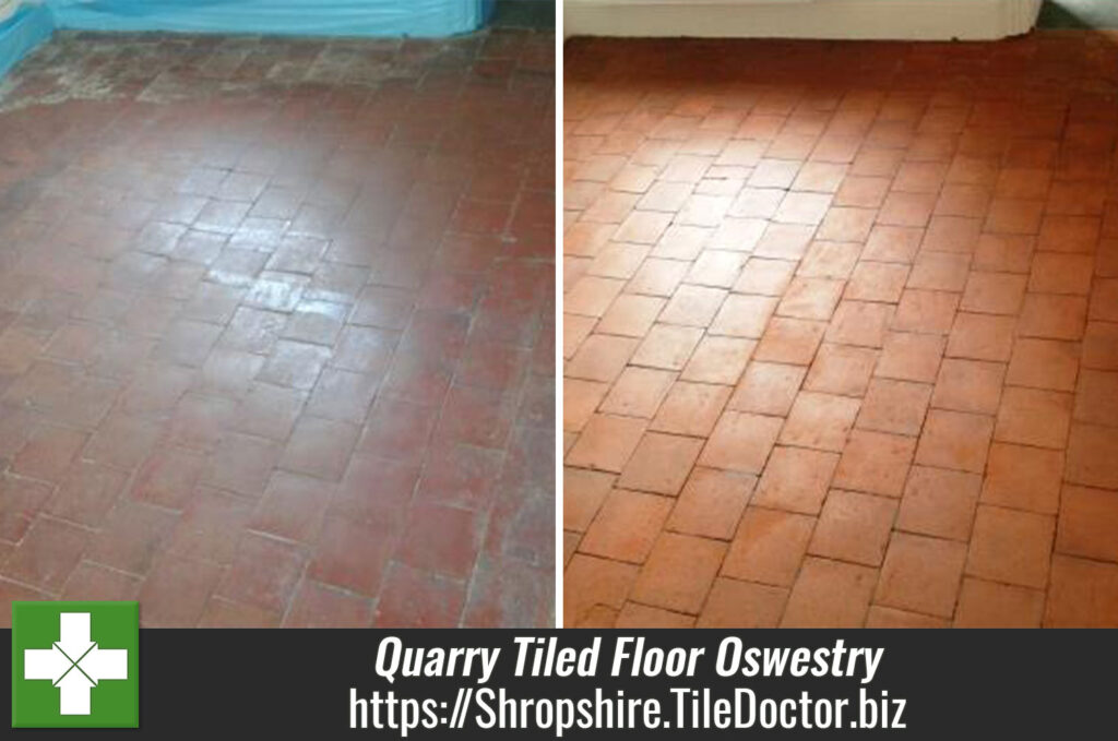 Red and Black Victorian Quarry Tiled Floor Restored in Oswestry