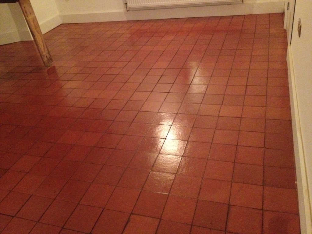 Modern quarry tiled floor in Nesscliffe after cleaning