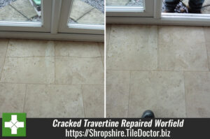 Cracked Travertine Tiles Repaired in Worfield