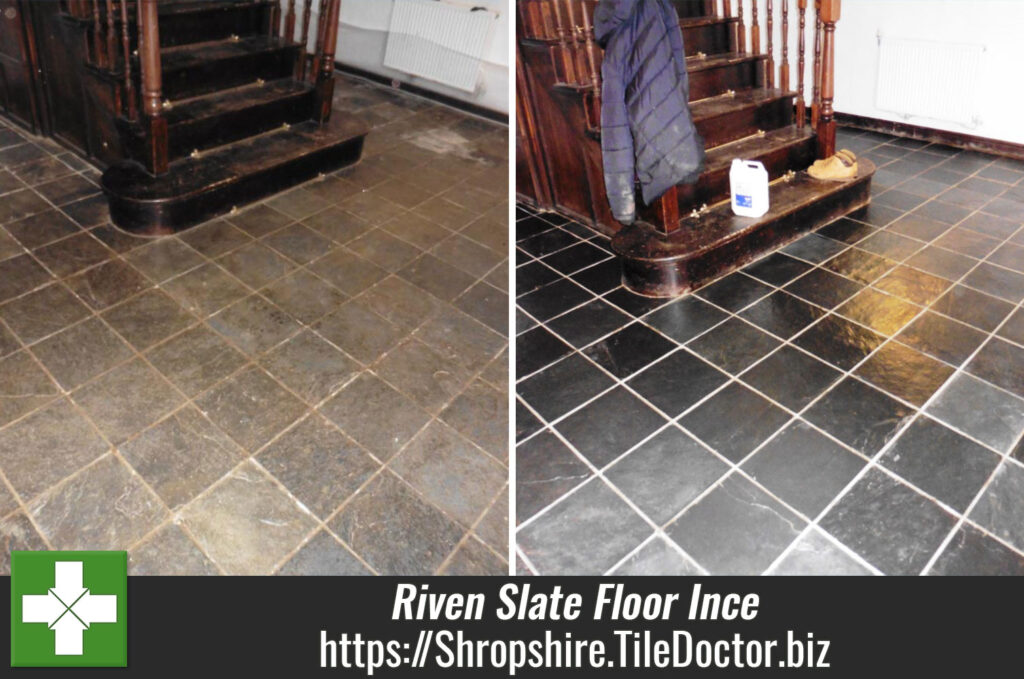 Riven Slate Tiled Floor Restored in old Barn Conversion in Ince