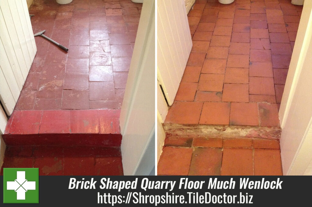 Brick Shaped Quarry Tiled Floor Restored in Much Wenlock