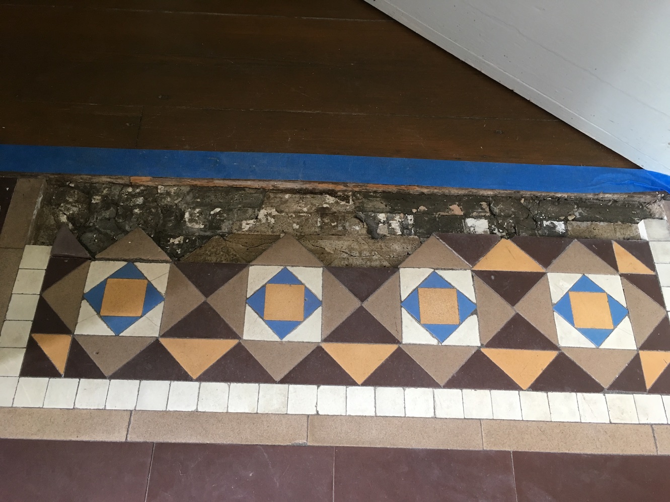 Victorian Tiled Floor During Repair Oswestry
