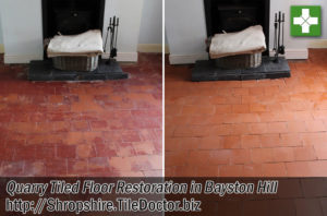 Painted Quarry Tiled Floor Before After Restoration Bayston Hill