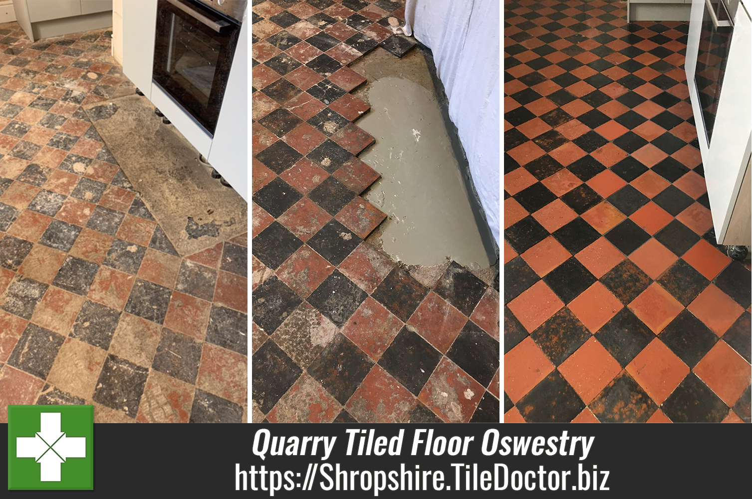 Quarry Tiled Kitchen Floor Restoration Oswestry