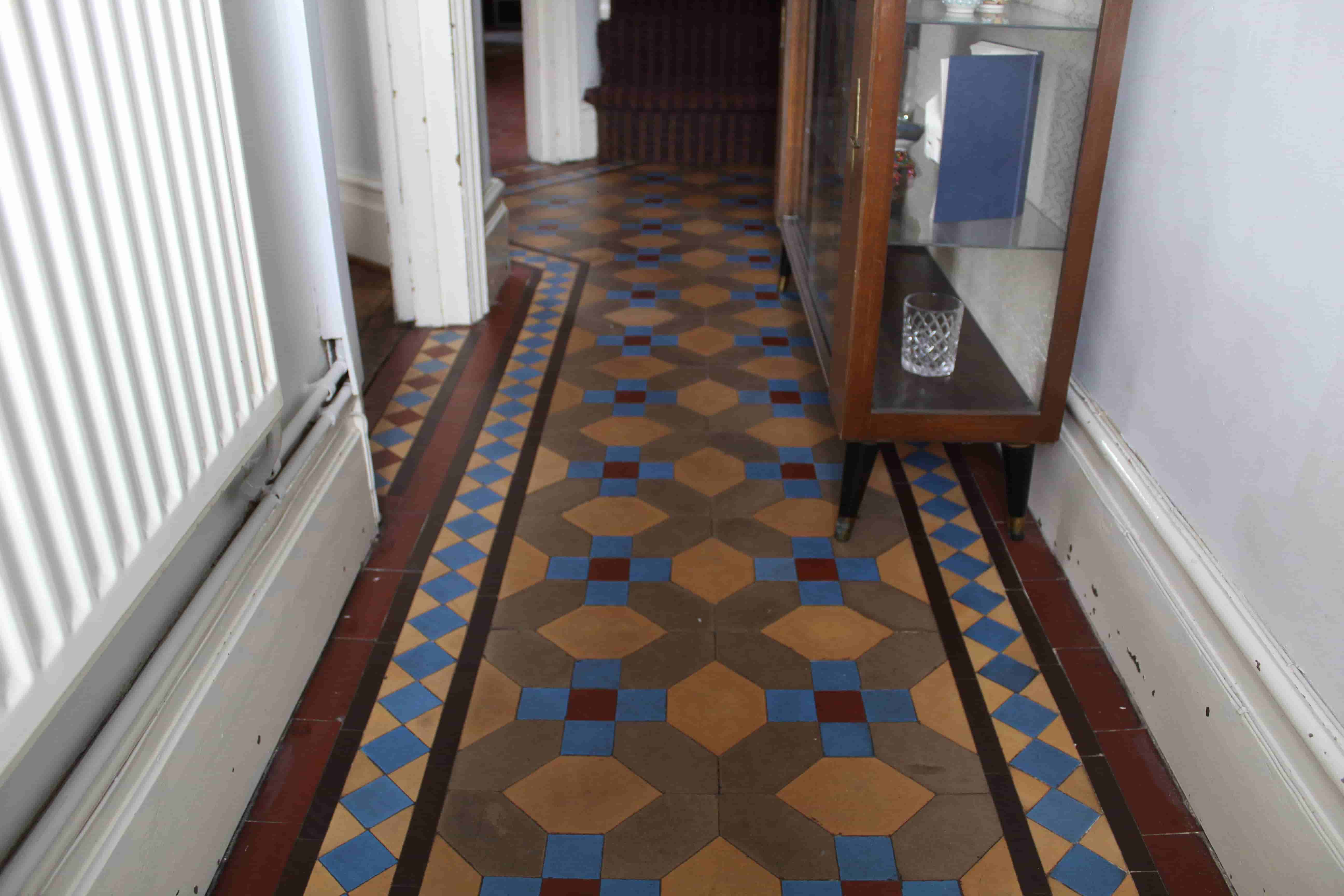 Victorian Tiled Floor Before Restoration Bayston Hill Shrewsbury