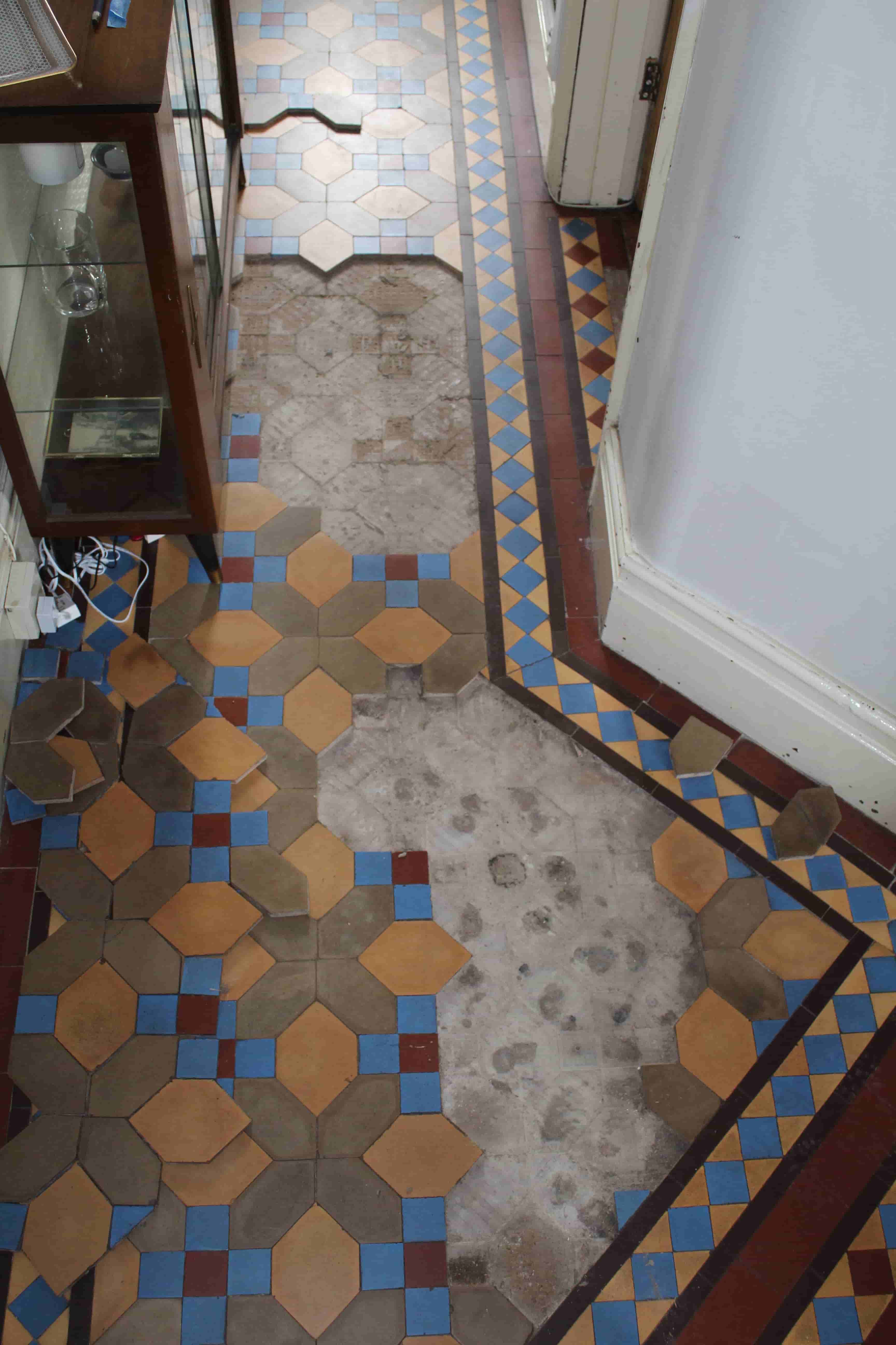 Victorian Tiled Floor During Repair Bayston Hill Shrewsbury