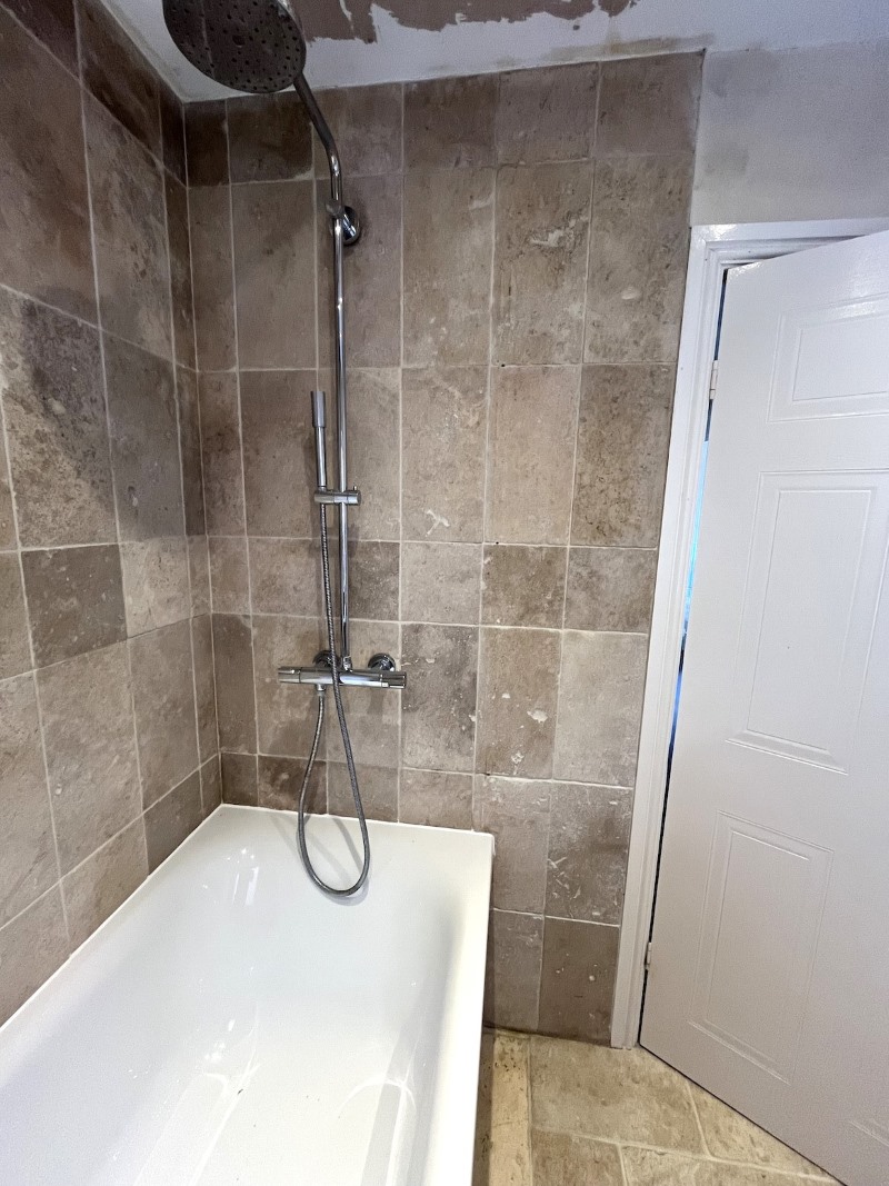 Travertine Bathroom After Renovation Telford