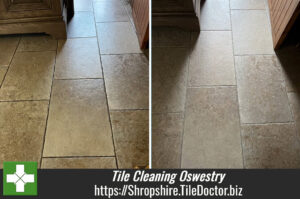 Limestone Effect Ceramic Tile and Grout Cleaning Oswestry
